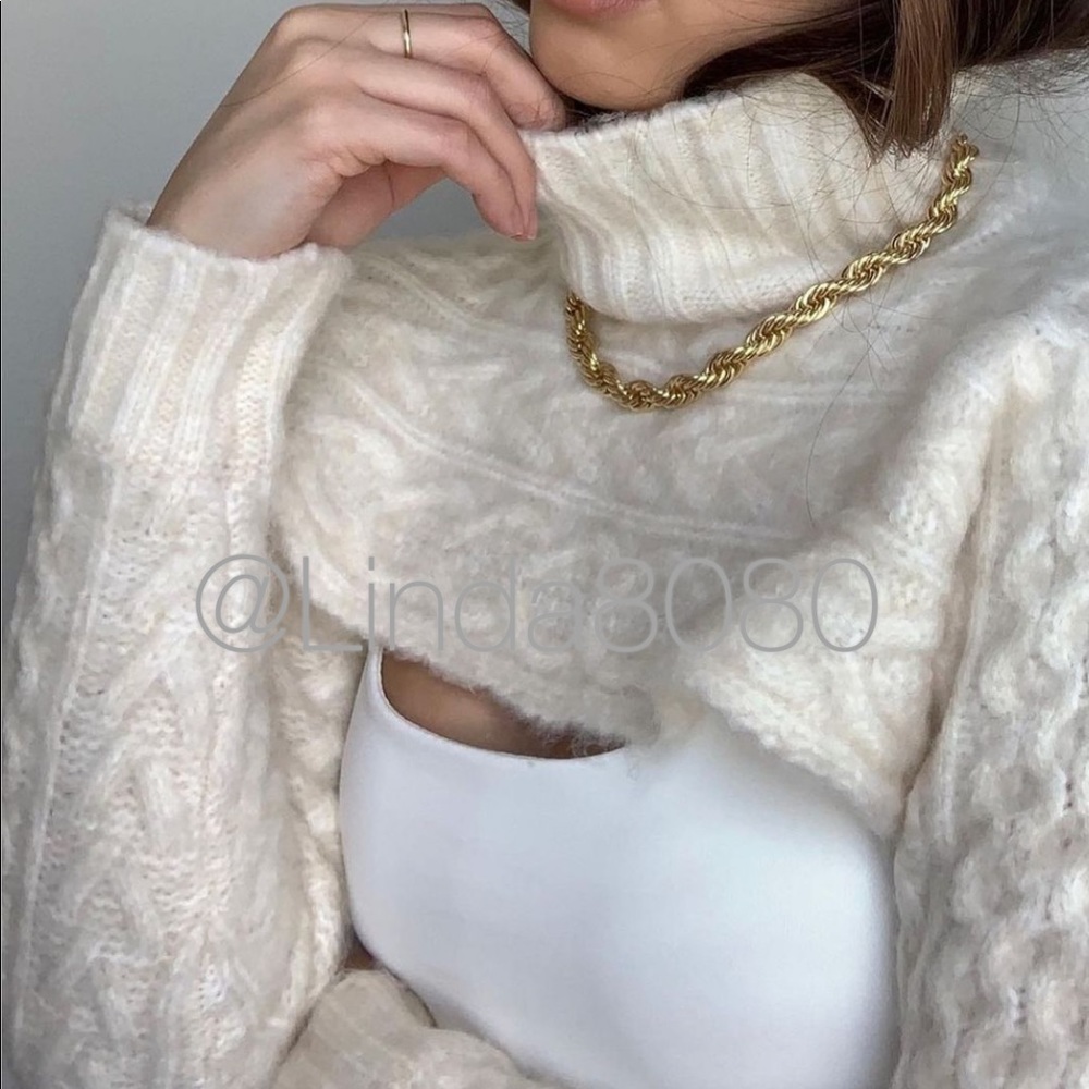 NWT Zara Cream Cable Knit Sweater